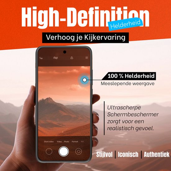 High-Definition scherm met 100% helderheid voor een meeslepende weergave. Ultrascherpe beschermer voor realistisch gevoel.
