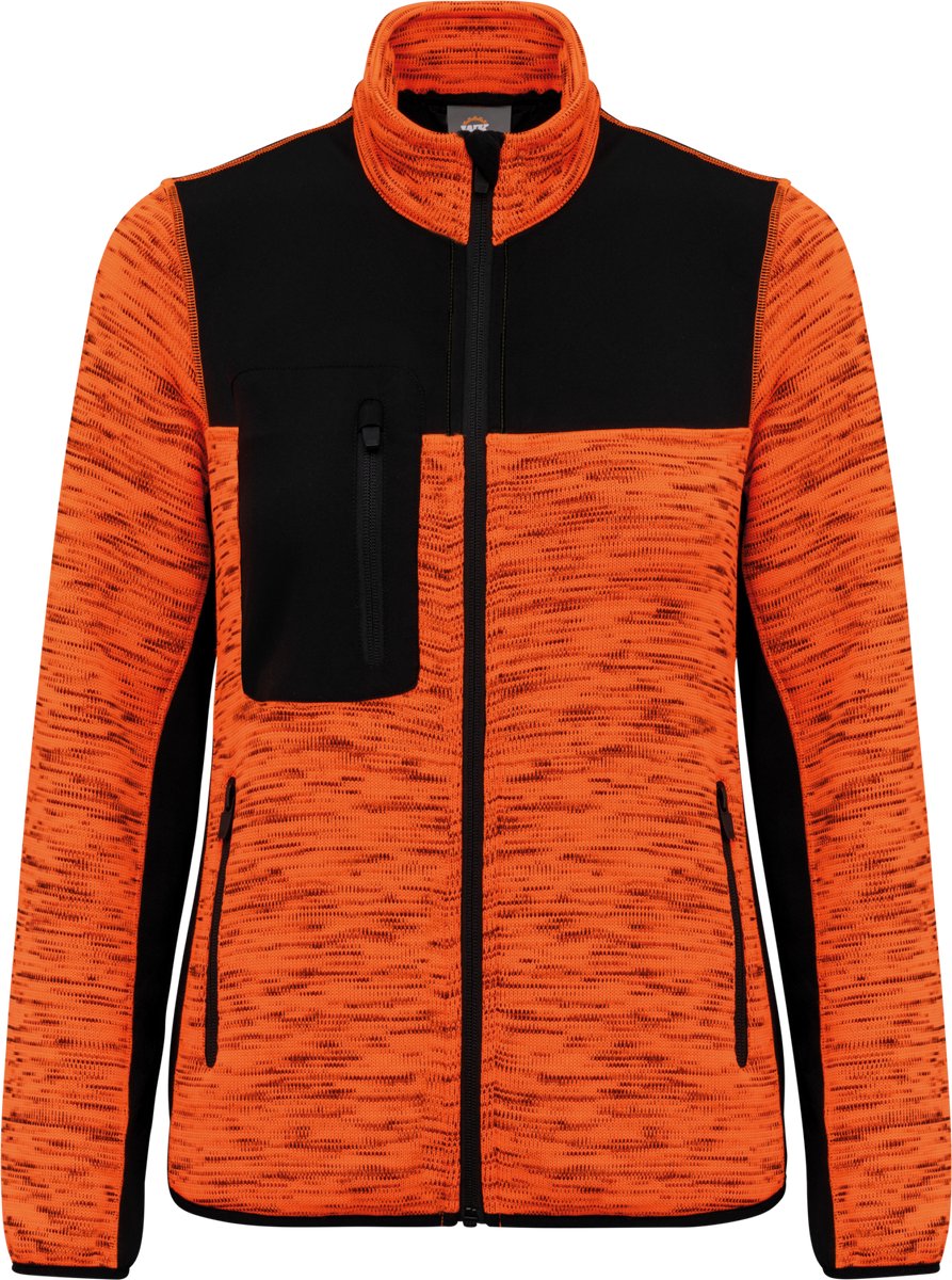 WK. Designed To Work Gerecycled damesjasje in polytricot WK9109 - Fluorescent Orange Melange / Black - M