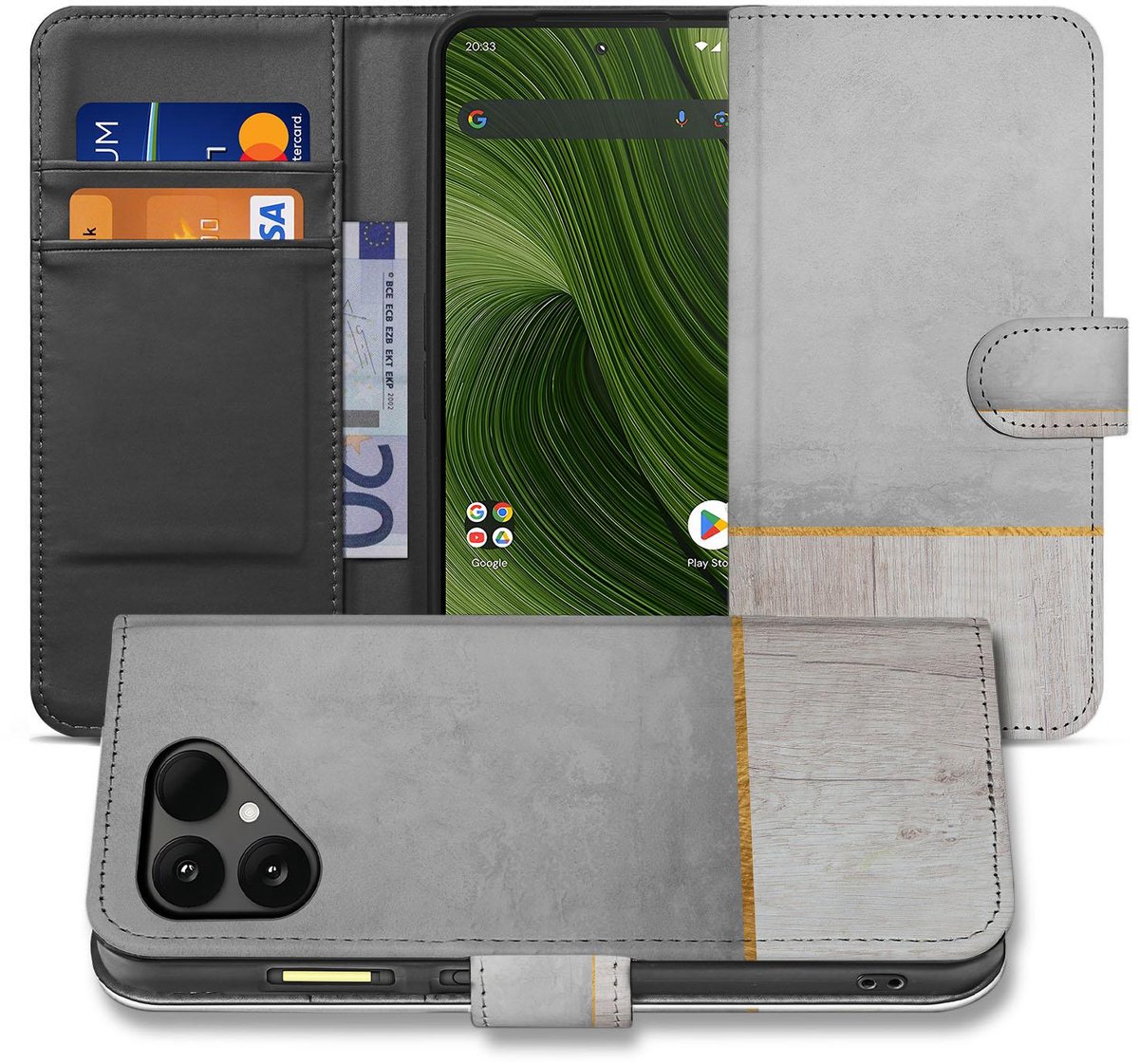 Wood Concrete Fairphone 6 Portemonnee Hoesje