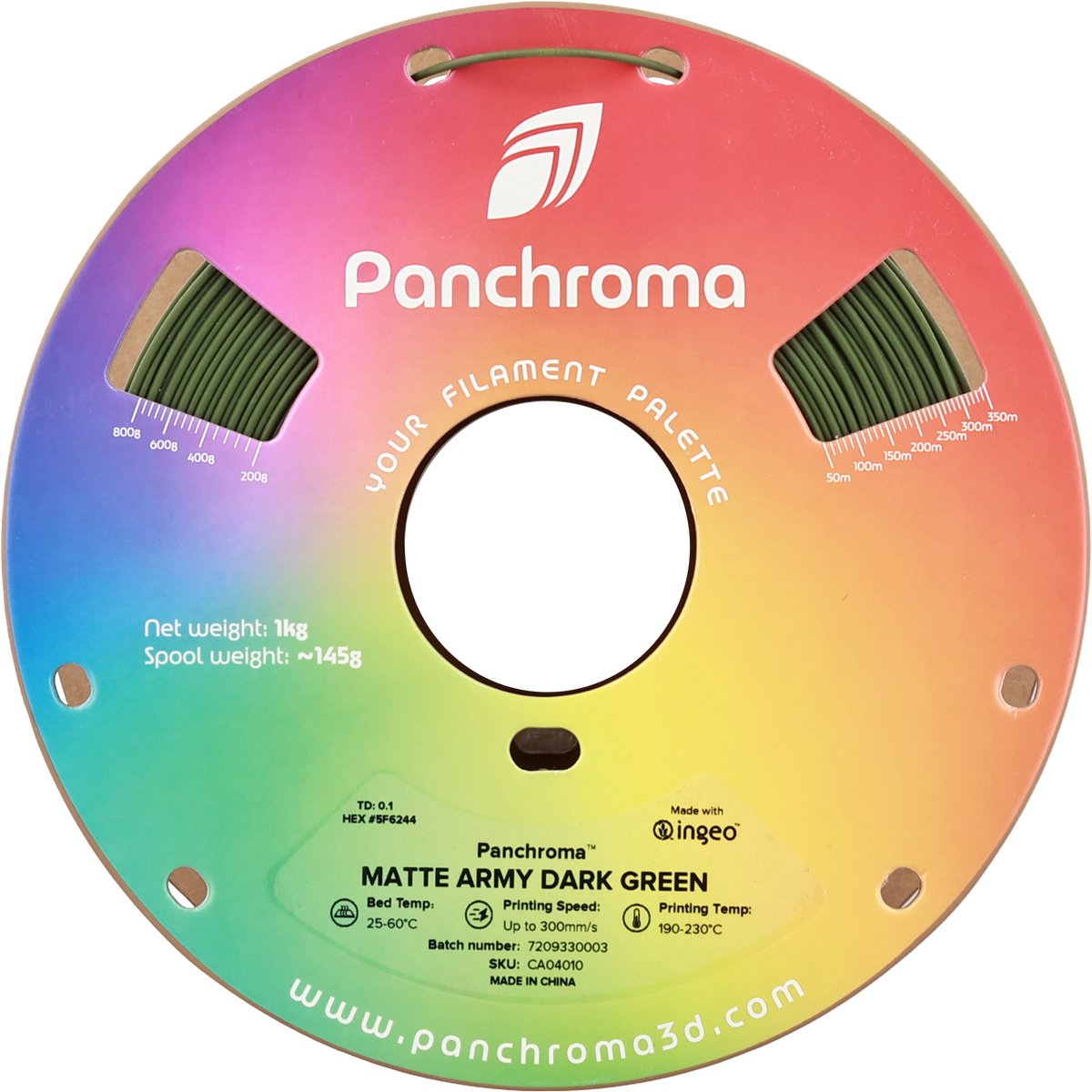Polymaker CA04010 Panchroma™ Matte PolyTerra Filament PLA kunststof Mat, Gering kunststofgehalte 1.75 mm 1000 g Army Dark Green,