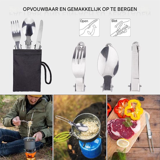 Ynkkvre - Set van camping keukengerei, 6 kamers buiten keukengerei voor camping - draagbare bestek set, campingpot met gesneden -vierde, Picnic Camping Wandeling Pan Cook Gerei, Buiten kookpannen — afbeelding 4