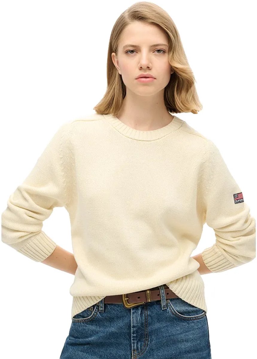 Superdry Slouchy Gebreide Crew Trui Dames Sweaters Wit