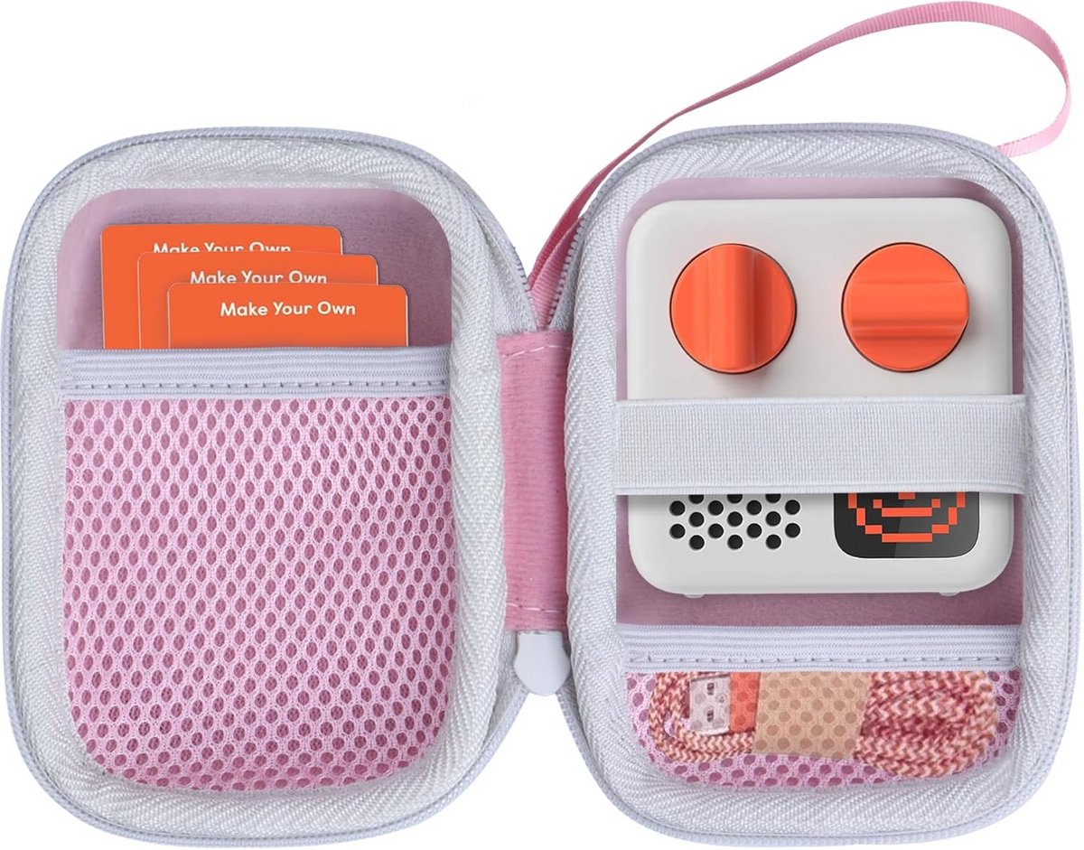 Hoesje voor Kids Audio Muziekspeler - Beschermende Opbergtas in Roze en Off White