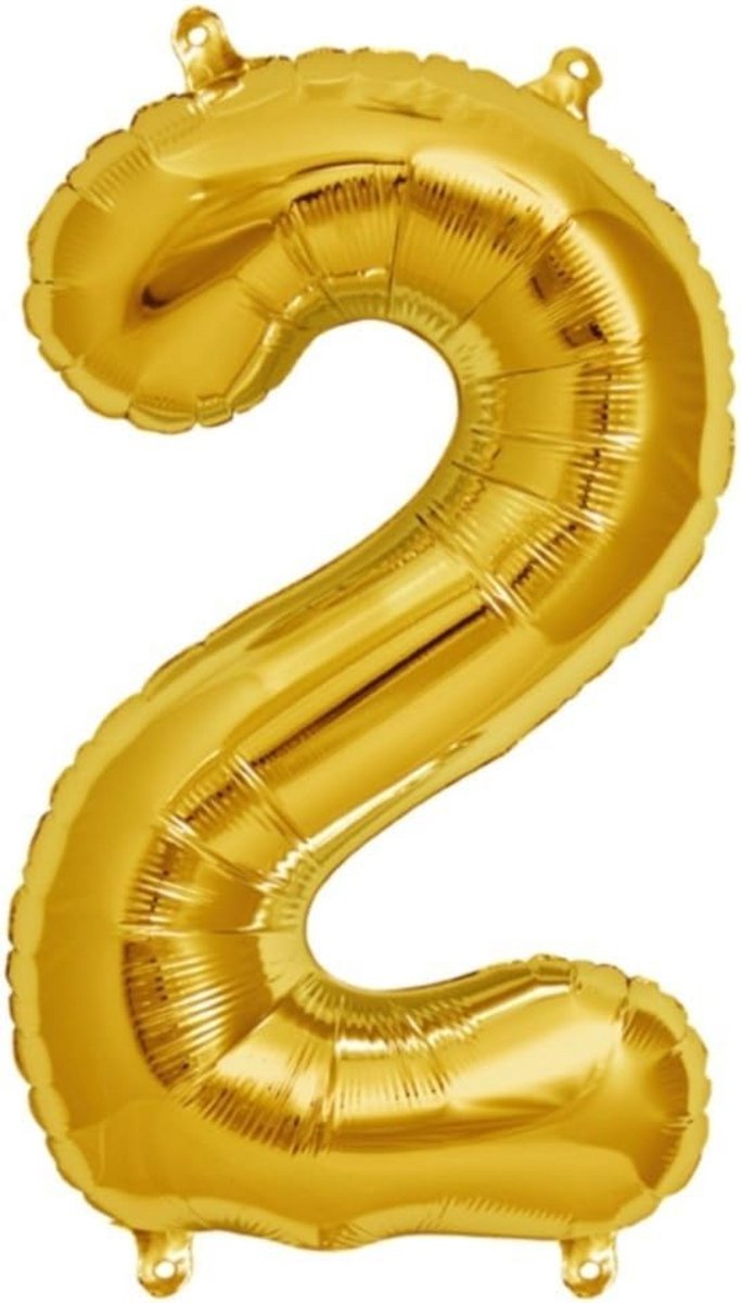 Gouden cijferballon 2 voor verjaardag en feesten - 100 cm heliumballon