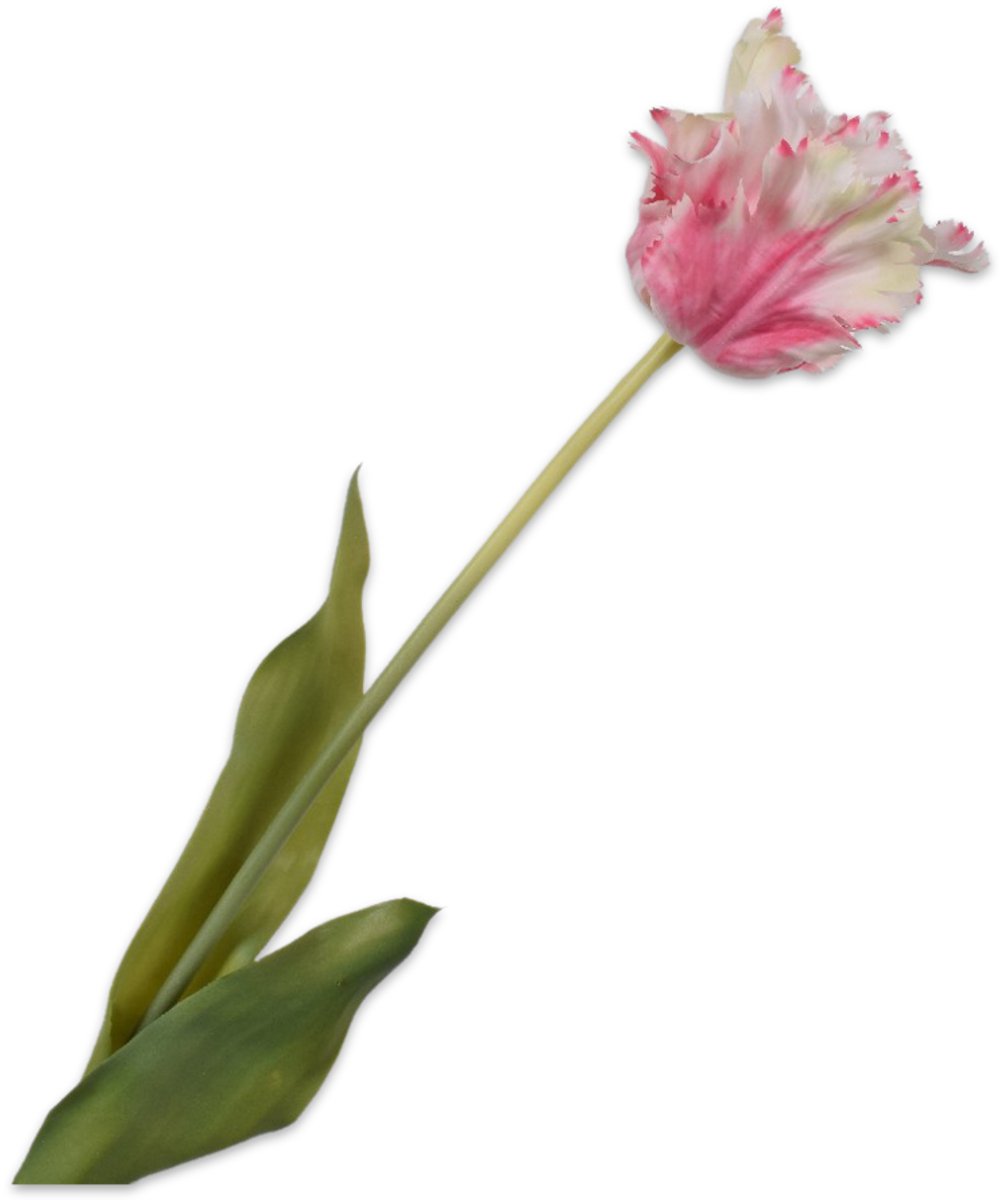Silk-ka Kunstbloem-Zijden Bloem Tulp Steel Roze-Wit 71 cm