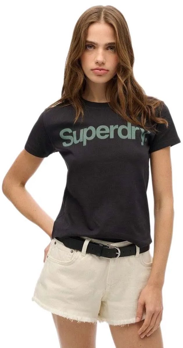 Superdry Core City T-shirt met logo en aansluitende pasvorm Dames T-shirts Zwart