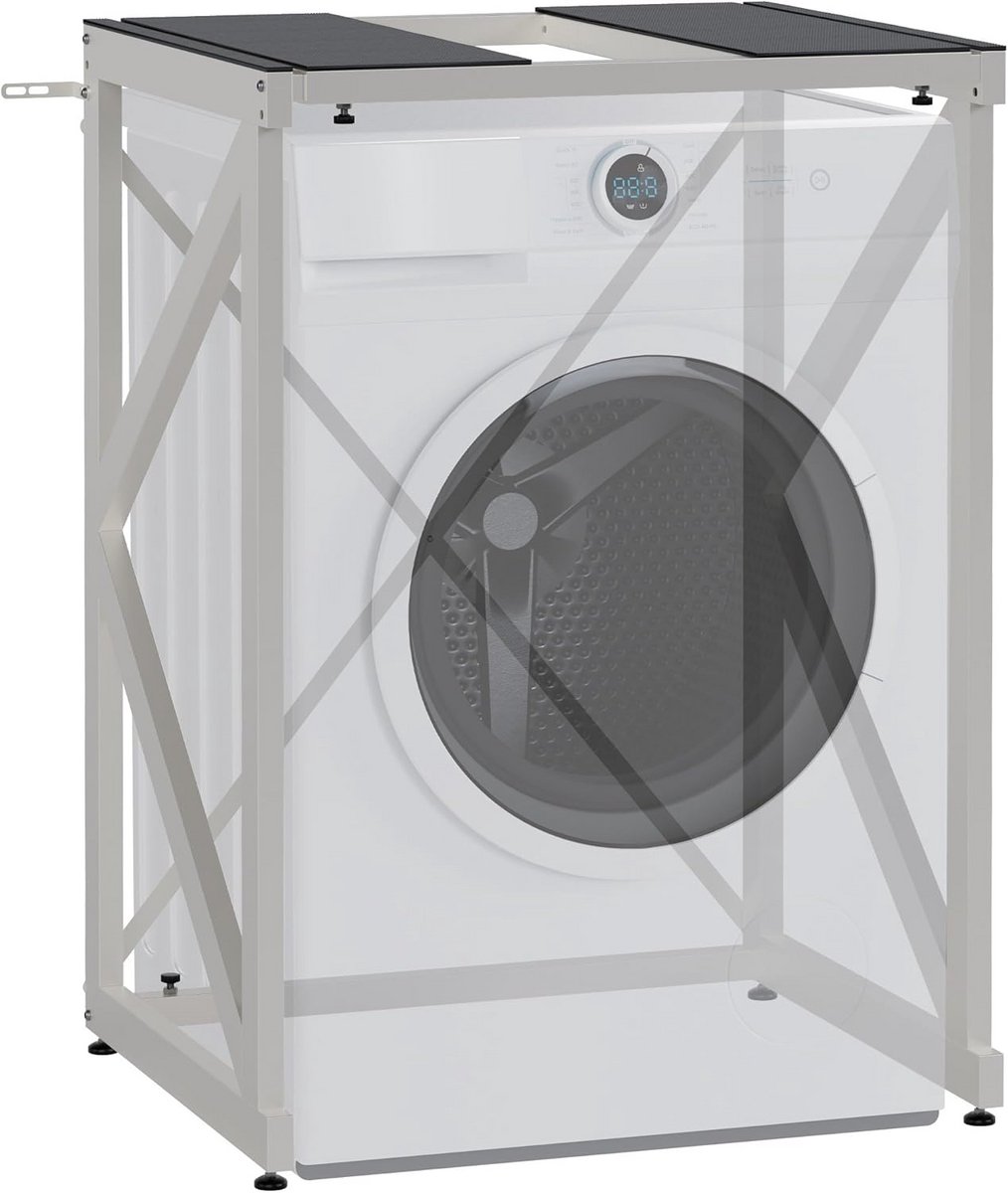 CLP Caleb wasmachine ombouw - opbouwmeubel - rek - wasmachineopbouw -, Kleur:wit
