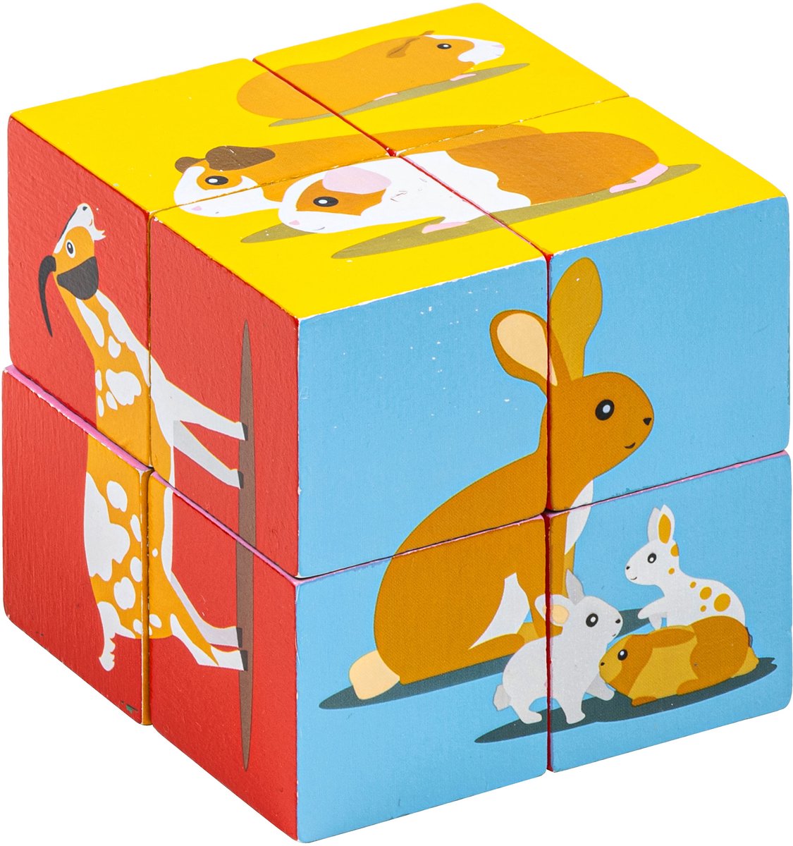 Educo Blokkenpuzzel 12 afbeeldingen Kinder puzzel - Houten puzzel vanaf 4 jaar - Oefen met inzicht - Educatief speelgoed - Hout - Incl. Opbergzak