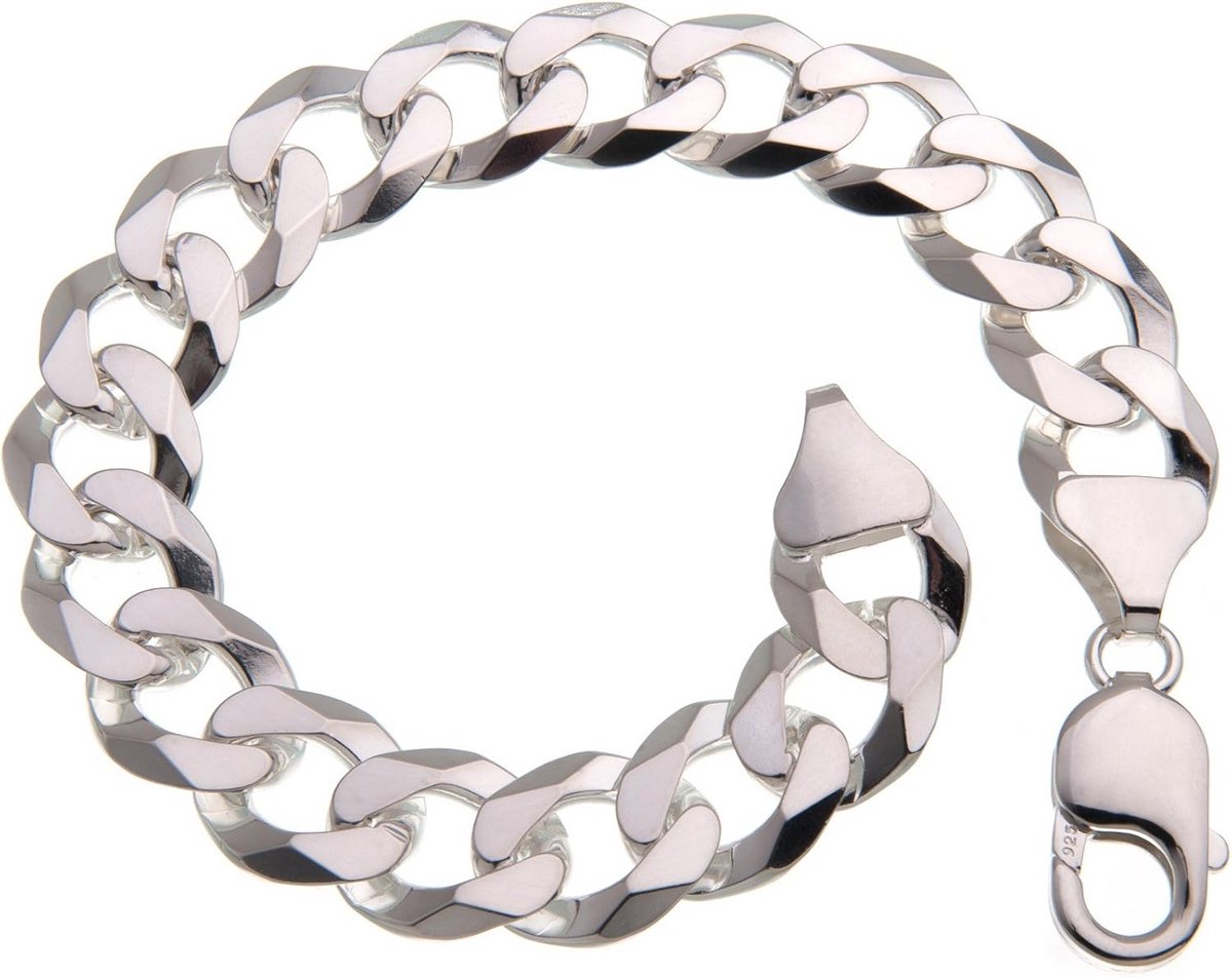 Zilveren schakelarmband 12 mm - 925 zilver - lengte 16-25 cm