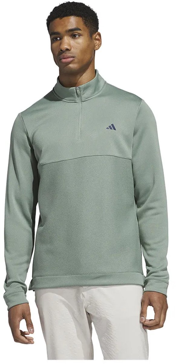 Adidas Textured Sweatshirt Met Halve Rits Man Silgrn