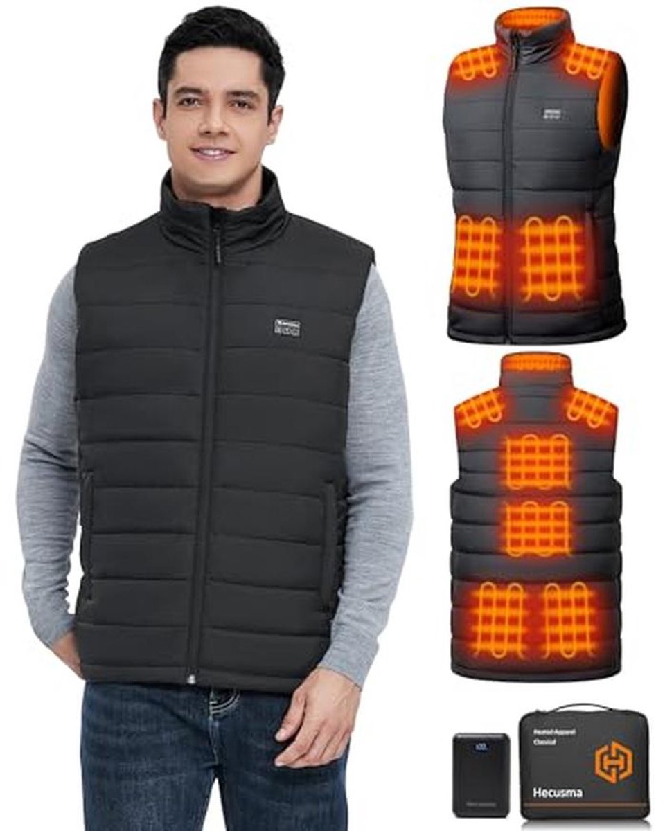 Geavanceerd Verwarmd Vest voor Heren met Power Bank - Lichtgewicht Elektrisch Warmte Vest voor Buitenactiviteiten met 9 Warmtezones