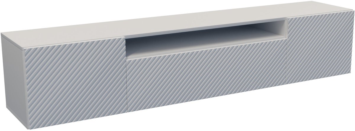 Tv-kast Kaja, woonwand, lowboard, tv-standaard, woonwand, woonkamer, tv-meubel, woonkamermeubilair, televisie, highboard, tv-kast, tv-lowboard, 200 cm, 3 deuren, wit