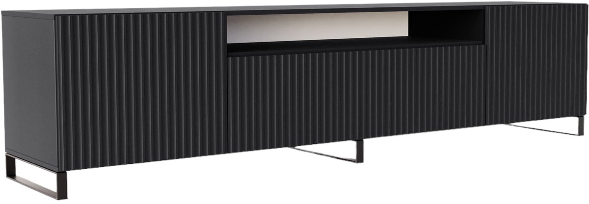 Margaret Hadas24 TV-kast Noe III, woonwand, lowboard, tv-standaard, woonwand, woonkamer, tv-board, woonkamermeubels, televisie, highboard, TV-kast, tv-lowboard, 200 cm, 3 deuren, zwart