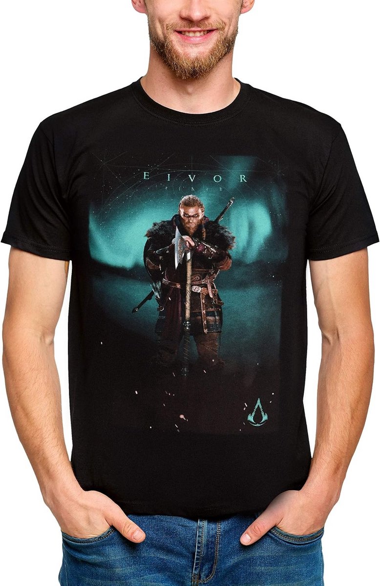 Heren T-Shirt Eivor Valhalla - Zwart Katoen