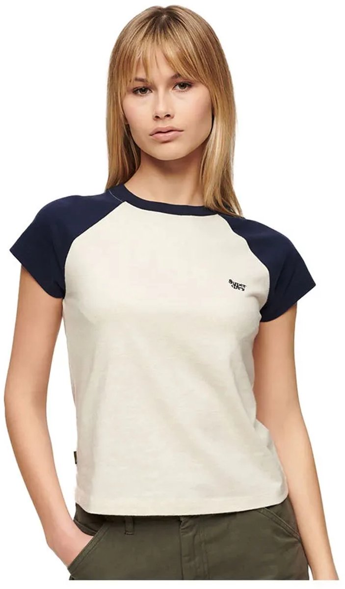 Superdry Essential Logo T-shirt van biologisch katoen met raglanmouwen Dames T-shirts Marineblauw