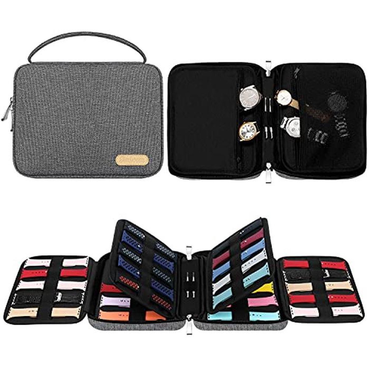 Organizer voor Horlogebandjes - Opbergtas voor 40 Nylon Horlogebanden in Grijs