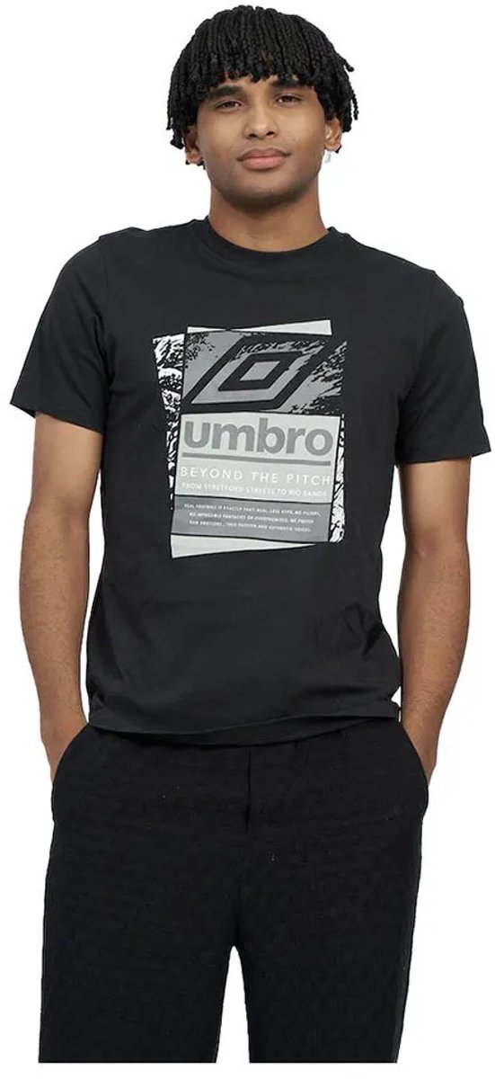 Umbro Layered Box Logo Graphic T-shirt Met Korte Mouwen Zwart S Man