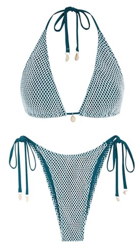 String Badpak Triangelbikini Dames - Multiway Visnet Bandeau String Tweedelig Badpak ...