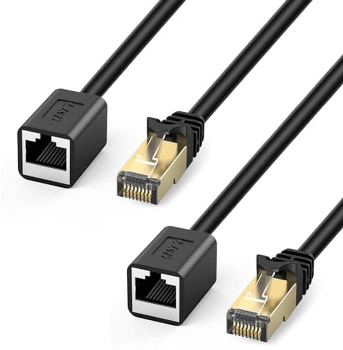 Ethernet Extension Cable 2-Pack - Cat 6 Extender Adapter, Shielded RJ45 Male to Female, 0.9M