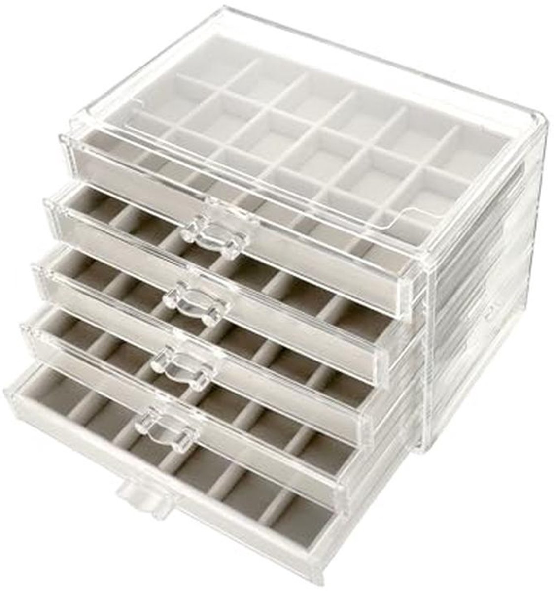 Sieradendoos van acryl met 5 lades - Transparante sieradenorganizer en opberger