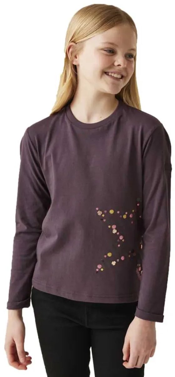 Regatta Wenbie Iii T-shirt Met Lange Mouwen 9-10 Years Kinderen Deep Plum / Star
