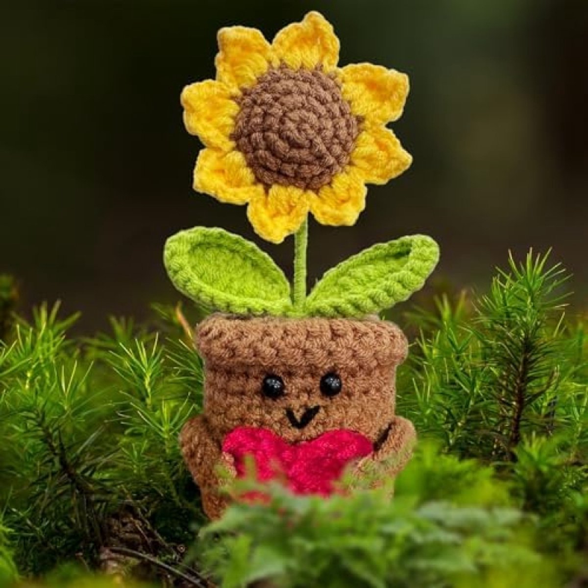 Handgemaakte Zonnebloem Decoratie in Pot met Hartje