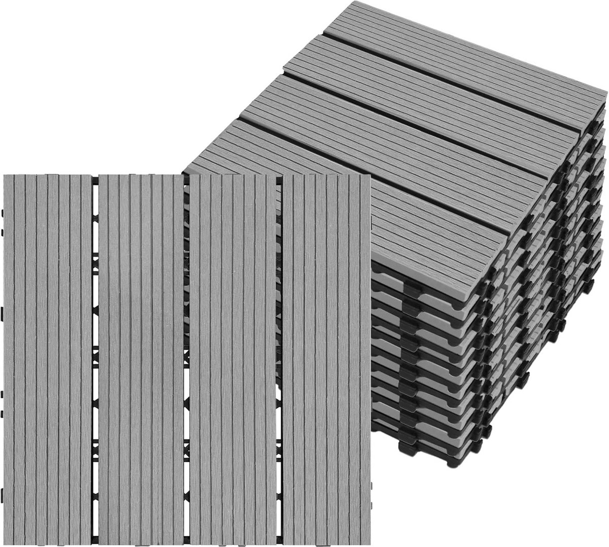 Balkonvloerbedekking WPC Terrastegels voor Buiten - Duurzame Houtlook Kliktegels