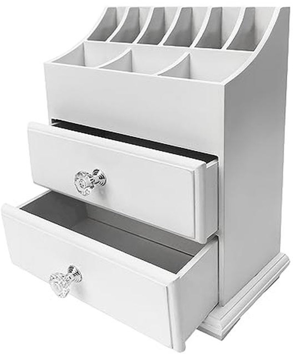 Witte Houten Cosmetica Organizer voor Make-up en Beauty Accessoires