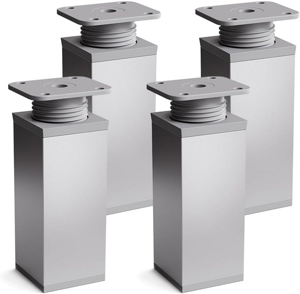 Verstelbare meubelpoten set van 4, 60 mm hoogte, modern design, vierkant profiel, geschikt voor kasten en ladekasten