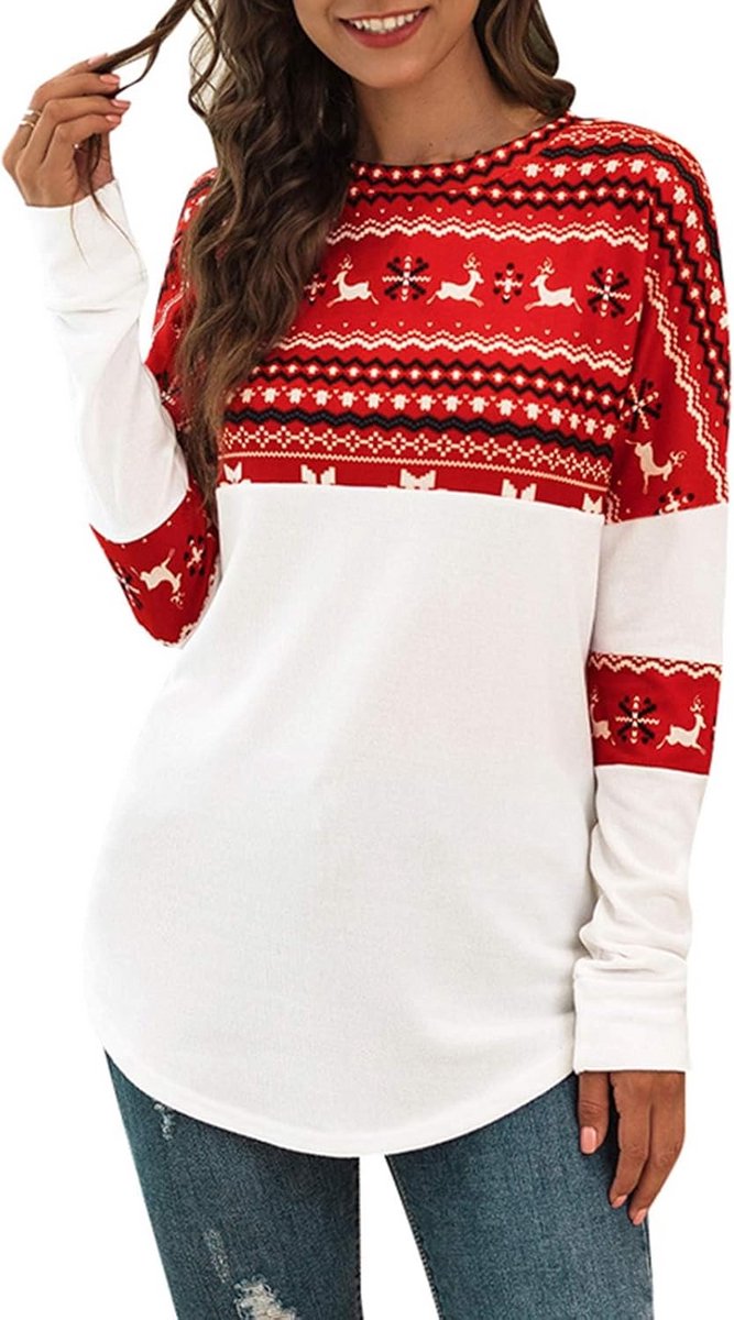 Imily Bela Dames Merry Christmas Sweatshirt Grappige Xmas Lange Mouw Shirt Cartoon Tops Tuniek Trui