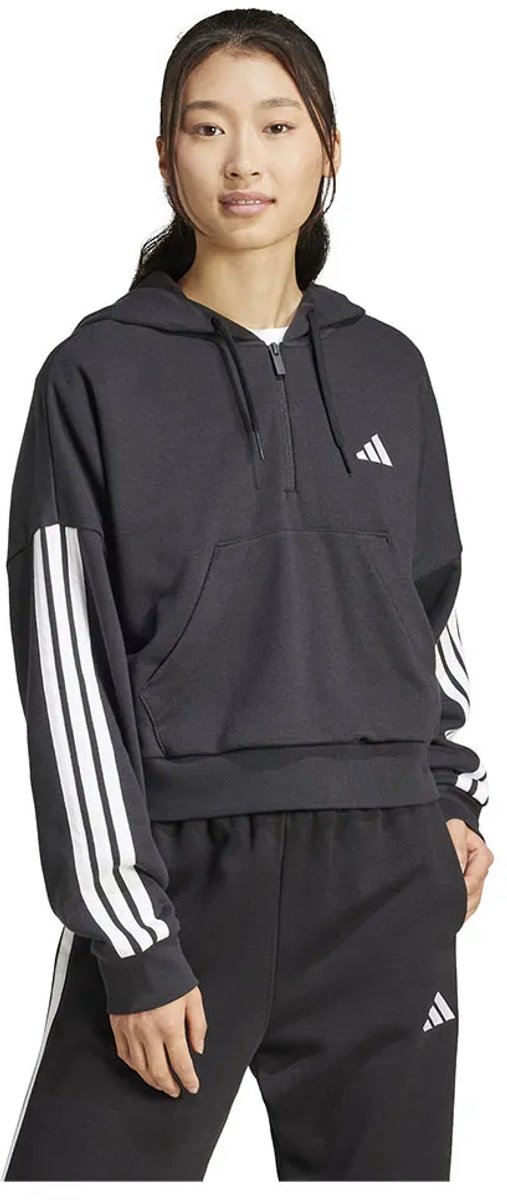 Adidas Essentials 3 Stripes French Terry Hoodie M Vrouw Zwart