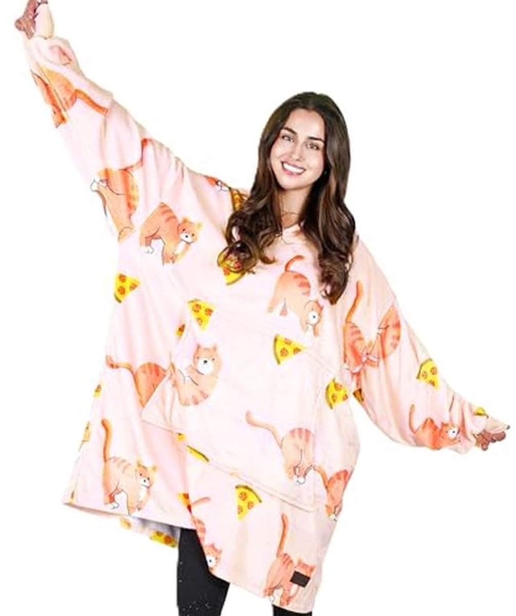 Oversized hoodie-deken voor volwassenen - Warm en comfortabel met enorme capuchon en voorzak