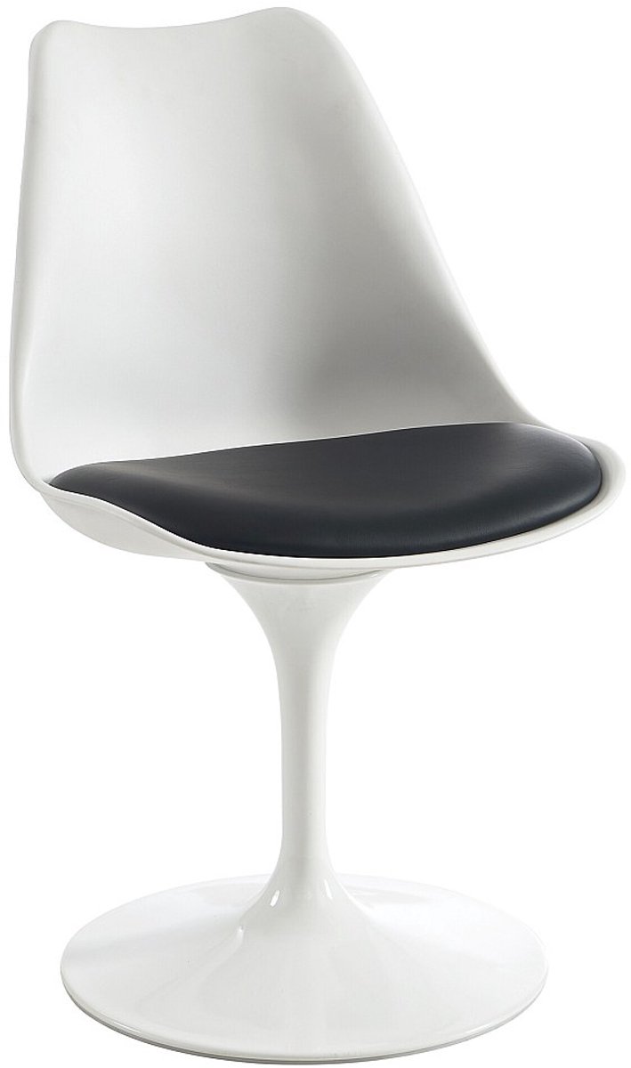 Vente-unique Set van 6 draaibare stoelen van polypropyleen, kunstleer en staal - Wit en zwart - XAFY Zwart, Wit