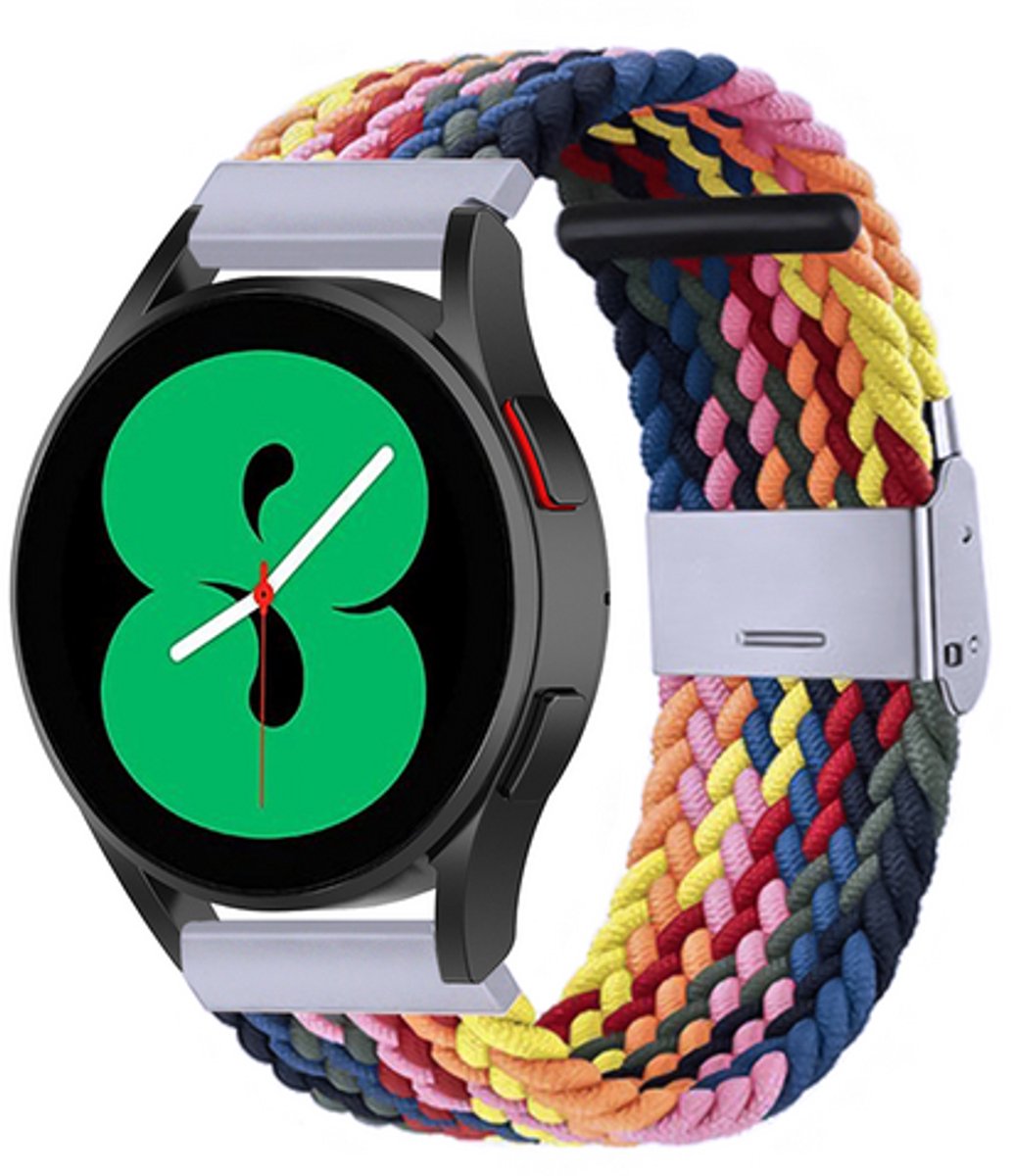 By Qubix - geschikt voor Huawei Watch 5 - 42mm - Braided nylon bandje - Multicolor Summer
