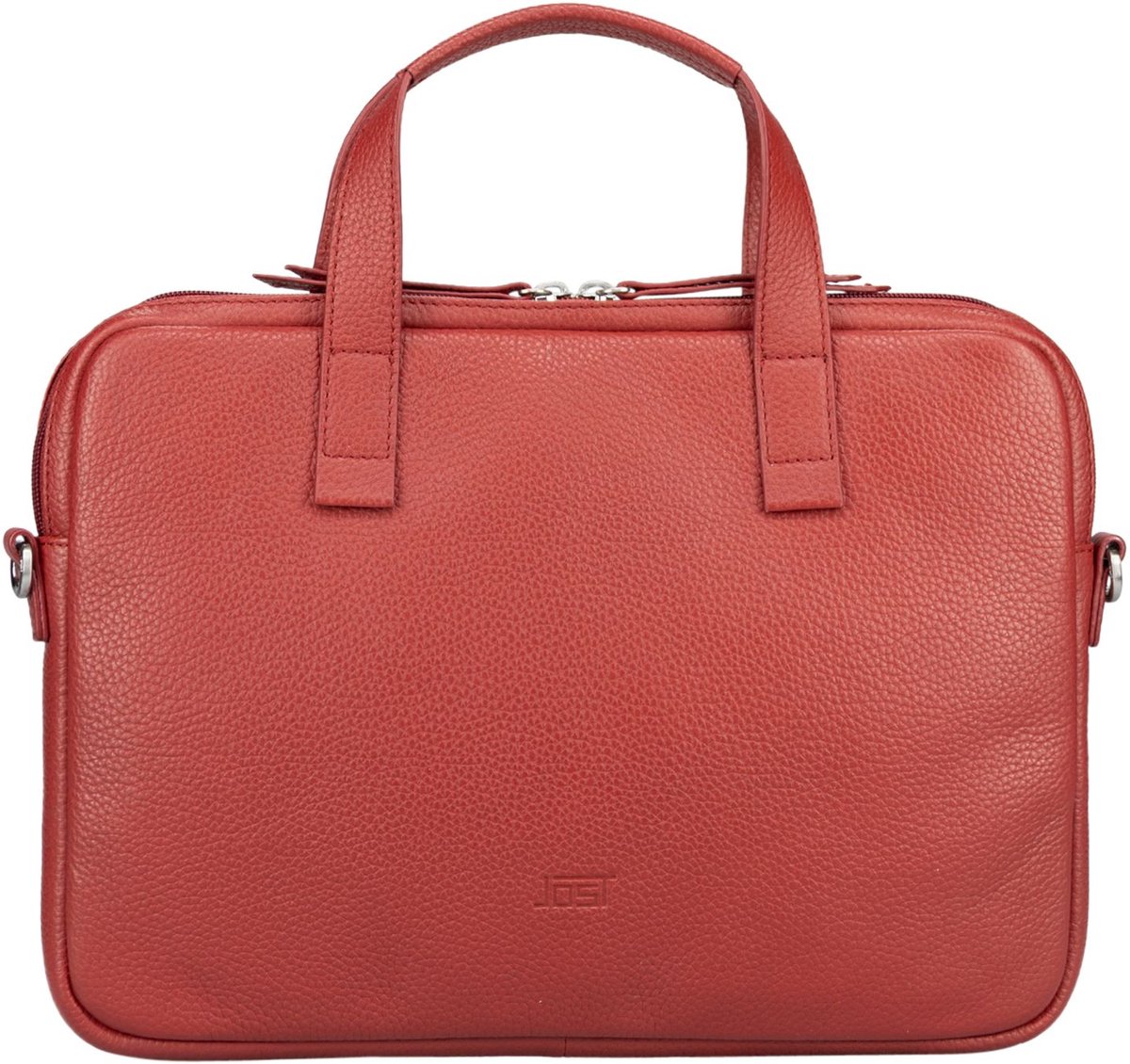 JOST Leren laptoptas schoudertas met laptopvak Vika Laptop Case 14" Red rood