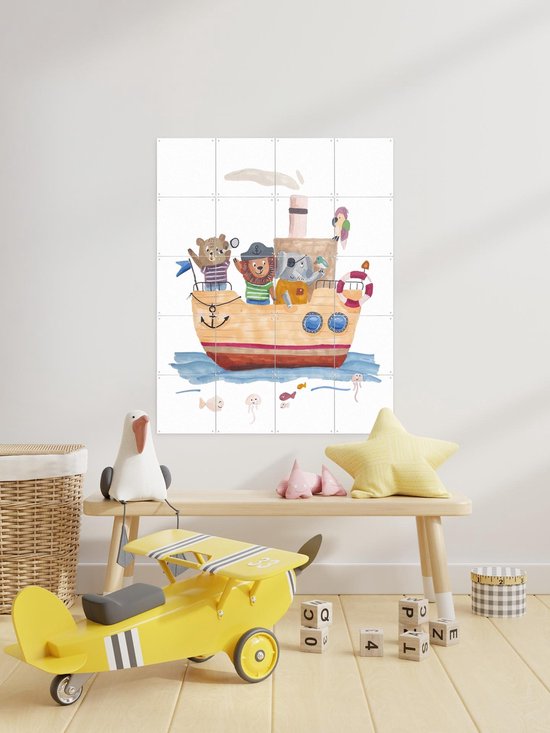 IXXI Bootfeest, Adams Arts - 80 x 100 cm - Gratis ophangtool - Grote wanddecoratie en posters - Illustraties, Speels, Aquarel, Fantasierijk