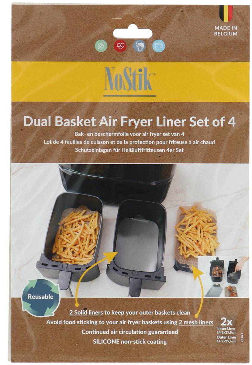 NoStik Airfryer liner set a 4 stuks
