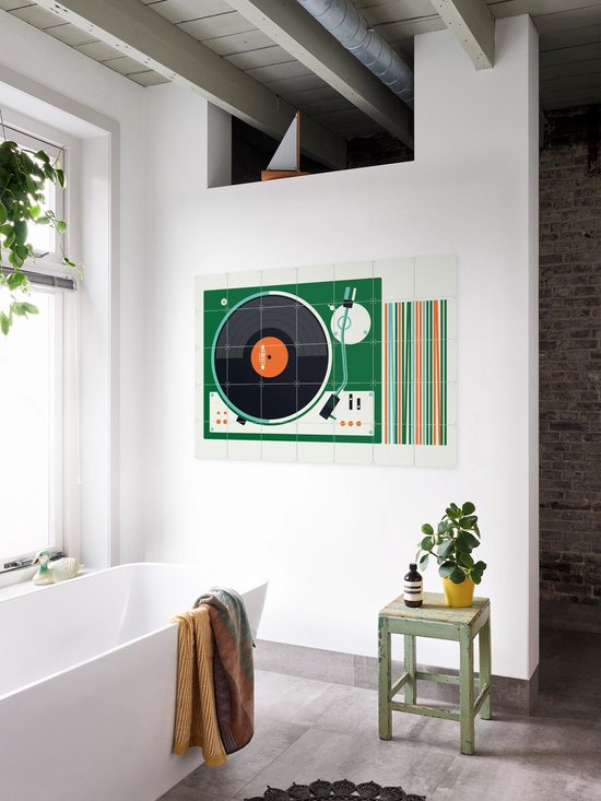 Tourne-disque IXXI, Bo Lundberg - 100 x 80 cm - Support de suspension gratuit - Grande Décoration murale et affiches - Vintage, Coloré, Illustrations, Mancave