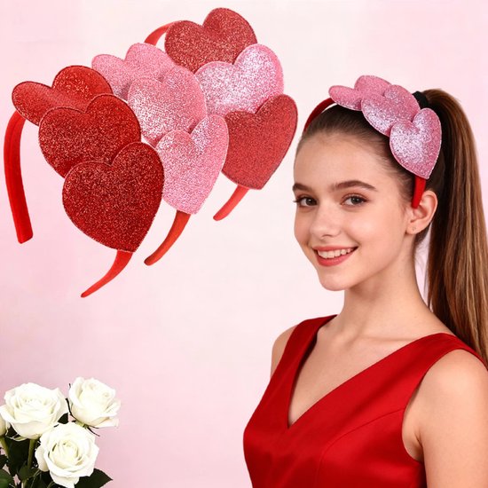 2 Stuks valentijnsdag hoofdband Valentijnsdag haarband Hartvormige haarband haaraccessoires voor vrouwen valentijnsdag hart hoofdbanden kerst decoratie haar linten vrouwen haarband