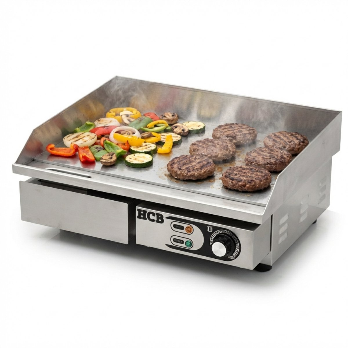 HCB® - Professionele Horeca Bakplaat - 230V - RVS / INOX - Electrisch Teppanyaki Grill apparaat - 43x55x25 cm (DxBxH) - 23 kg - 5230