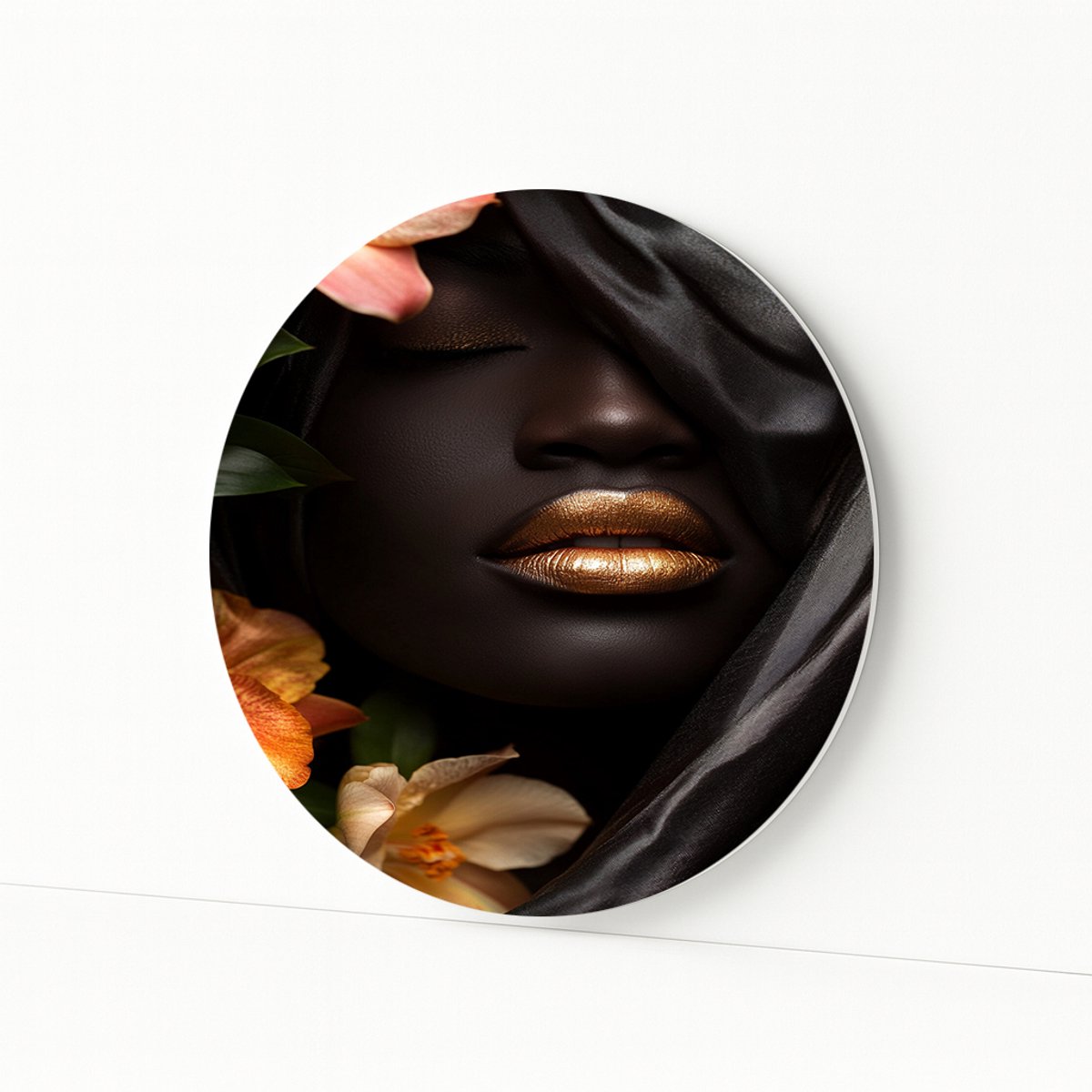 Sluier en lelies - Wanddecoratie rond - Forex muurcirkel - 60x60 cm