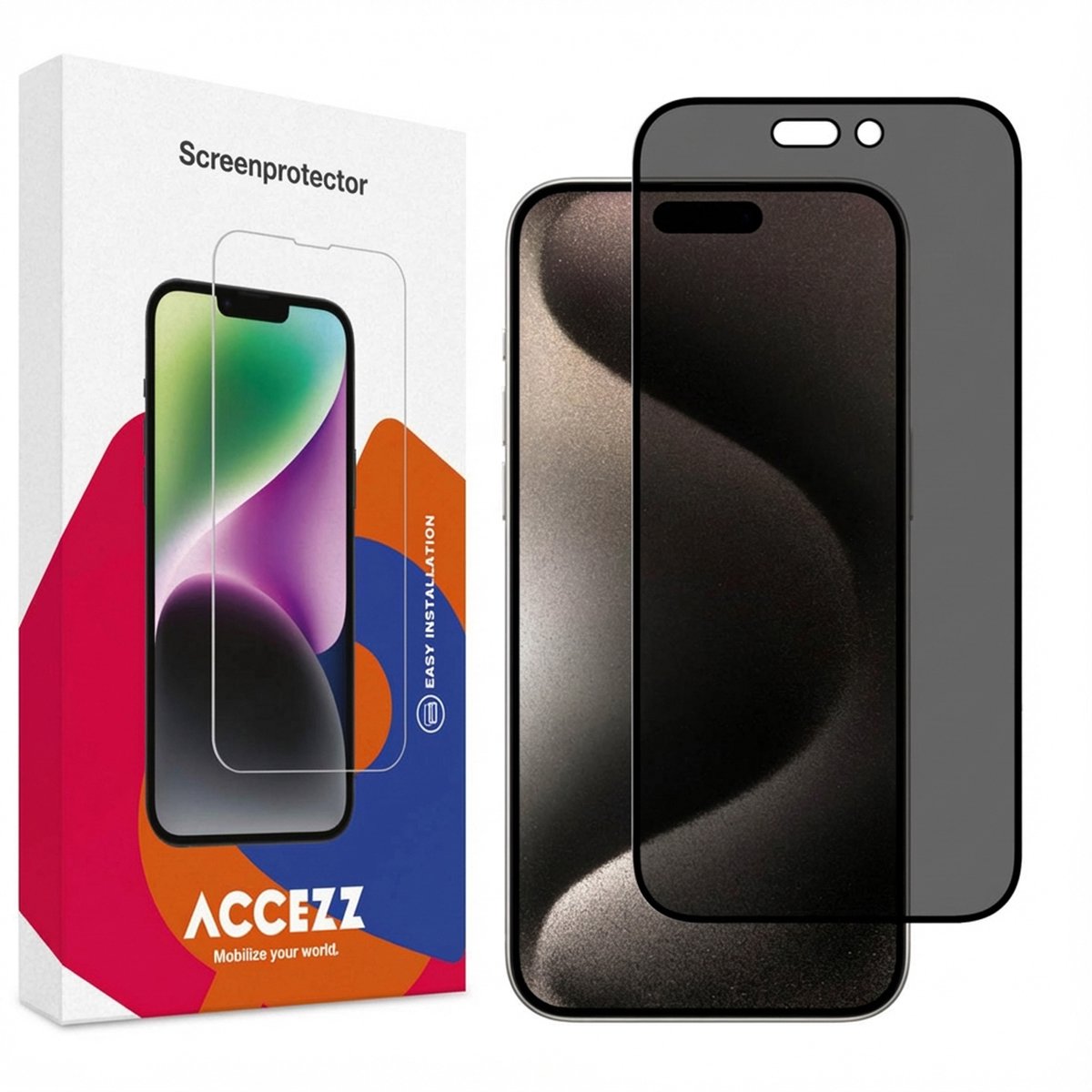 Accezz Screenprotector Geschikt voor iPhone 15 Pro - Accezz Gehard glas Privacy Screenprotector