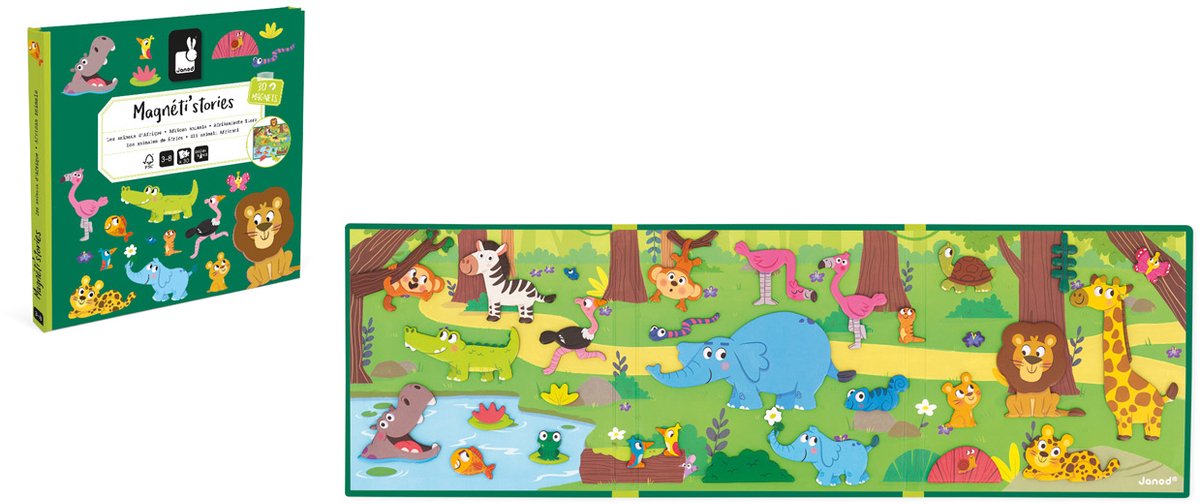 Janod - Magneti Stories - Afrikaanse dieren – Educatieve magneetset — afbeelding 7
