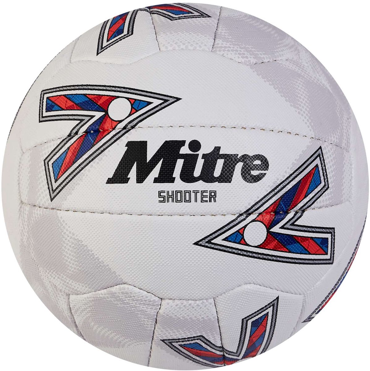 Mitre netbal Shooter wit rood blauw maat 5 voor binnen en buiten.
