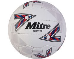 Mitre netbal Shooter wit rood blauw maat 5 voor binnen en buiten.