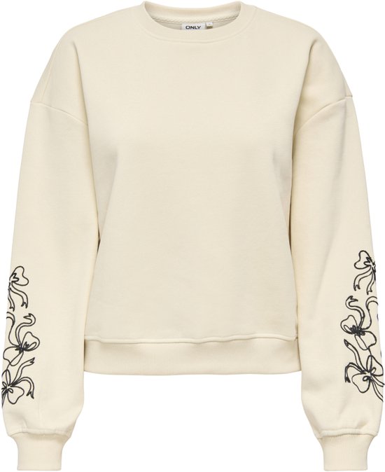 Only Trui Onlbrooklyn L/s Embroidery Box Swt 15355805 Birch/boho Bows Dames Maat - L