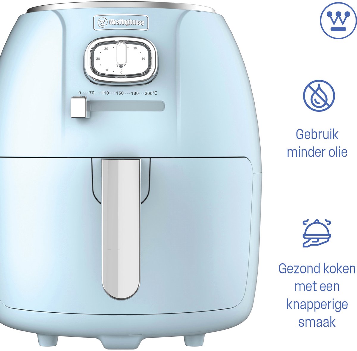 Westinghouse Retro Airfryer met Dubbele Lade 4L - Blauw - afbeelding 2