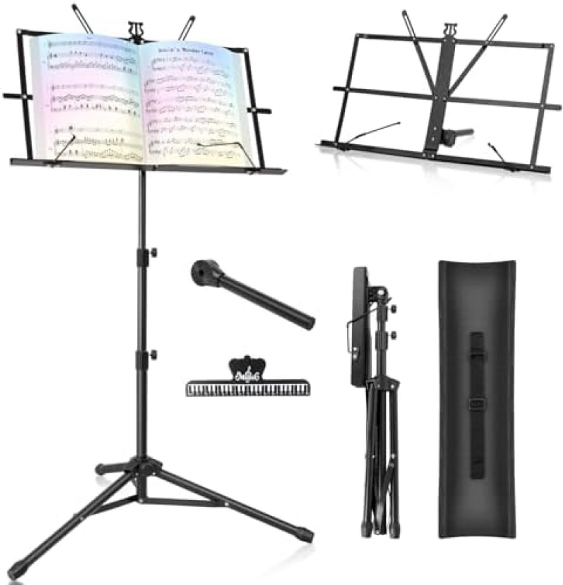 Stunq® Verstelbare Muziekstandaard - 2-in-1 Ontwerp met Draagtas
