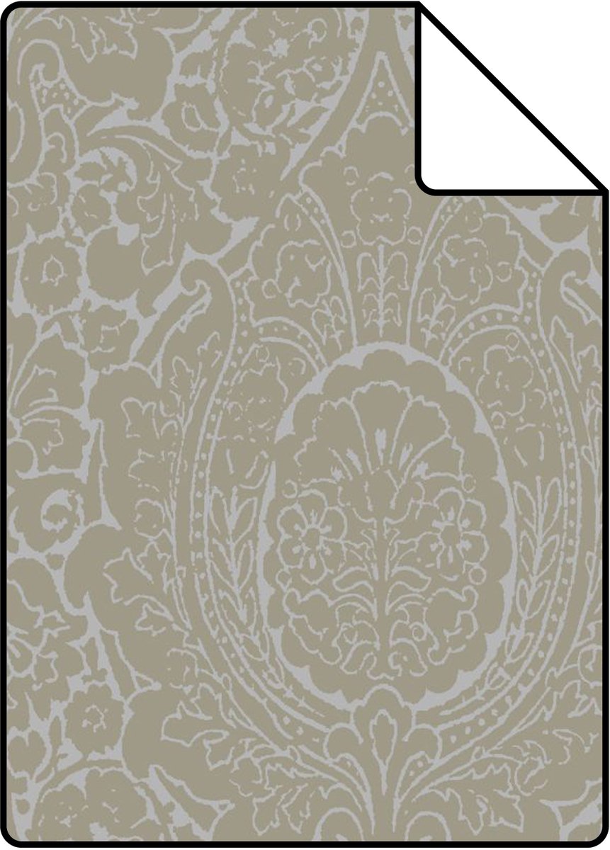 Proefstaal Origin Wallcoverings behang ornamenten taupe en glanzend brons - 26,5 x 21 cm - 345429-S