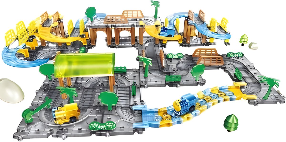 DreamGoods Elektrische Treinbaan XL - Compleet 132-delige Treinset - Inclusief 2 Treinen - Elektrische Trein met Spoorbaan
